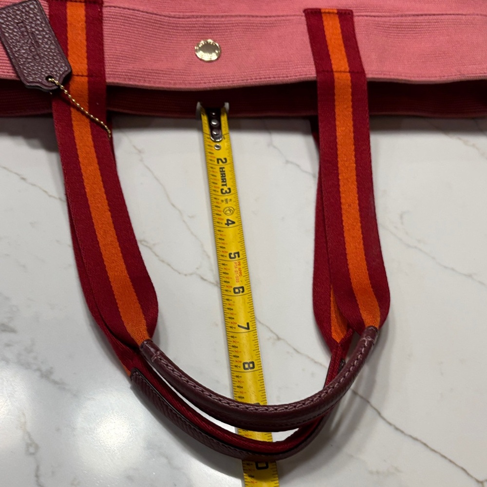 Coach Pink Tote with Red and Orange Straps - Picture 16 of 17